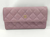 CHANEL Calfskin Long Wallet Purple Wallet