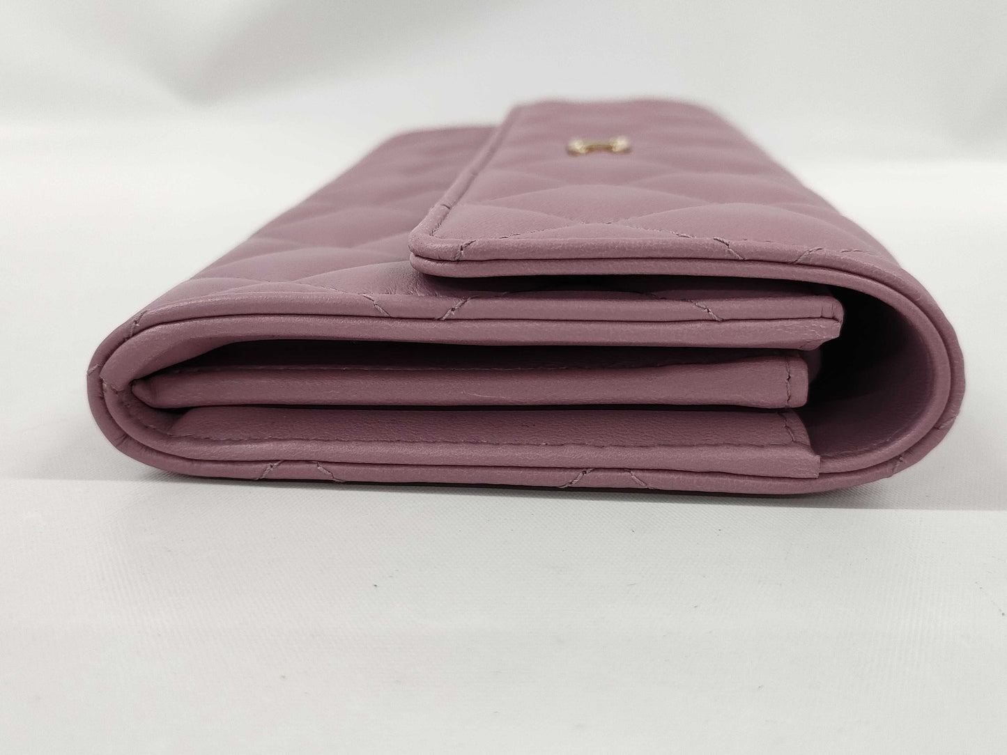 CHANEL Calfskin Long Wallet Purple Wallet