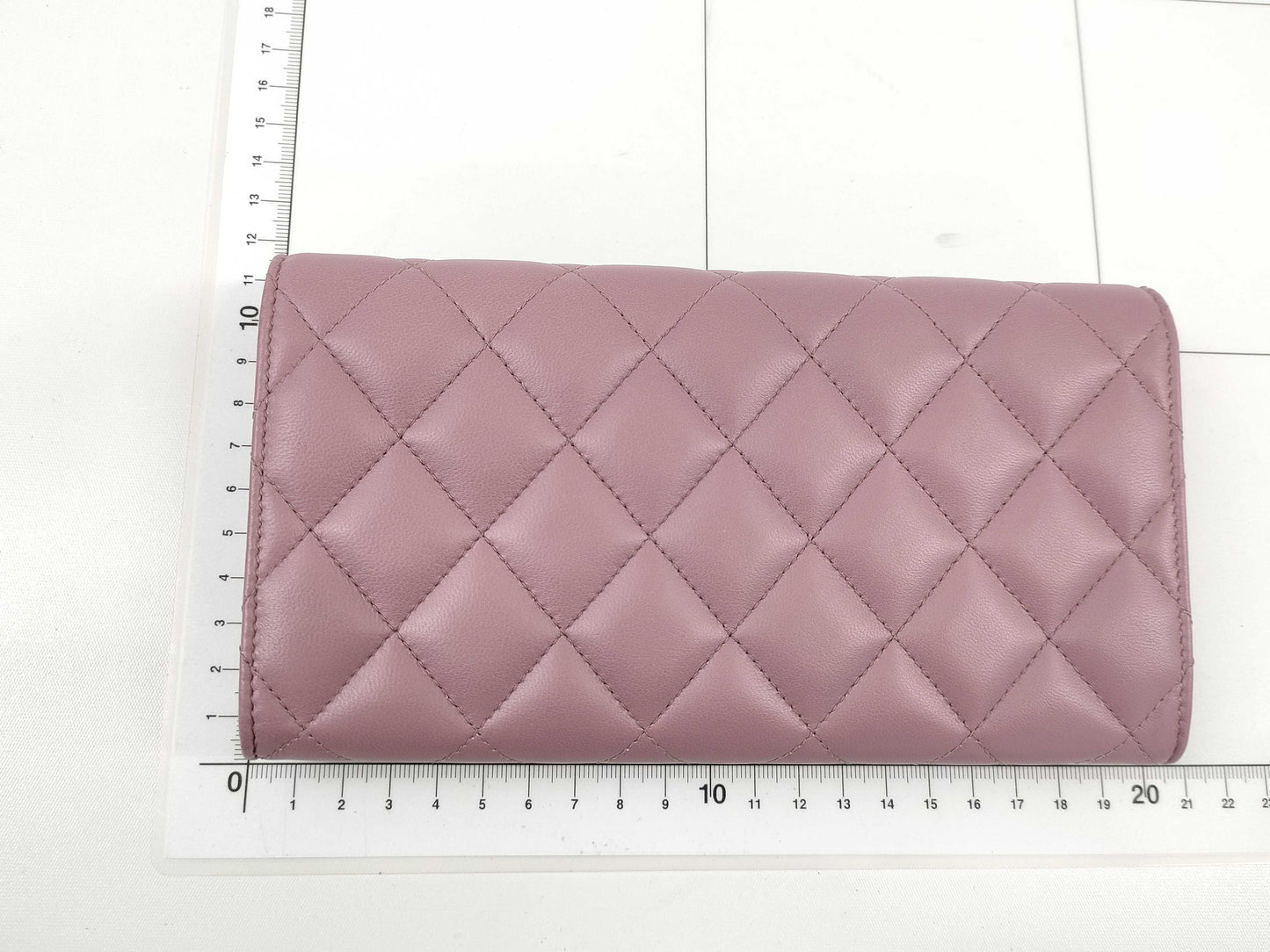 CHANEL Calfskin Long Wallet Purple Wallet