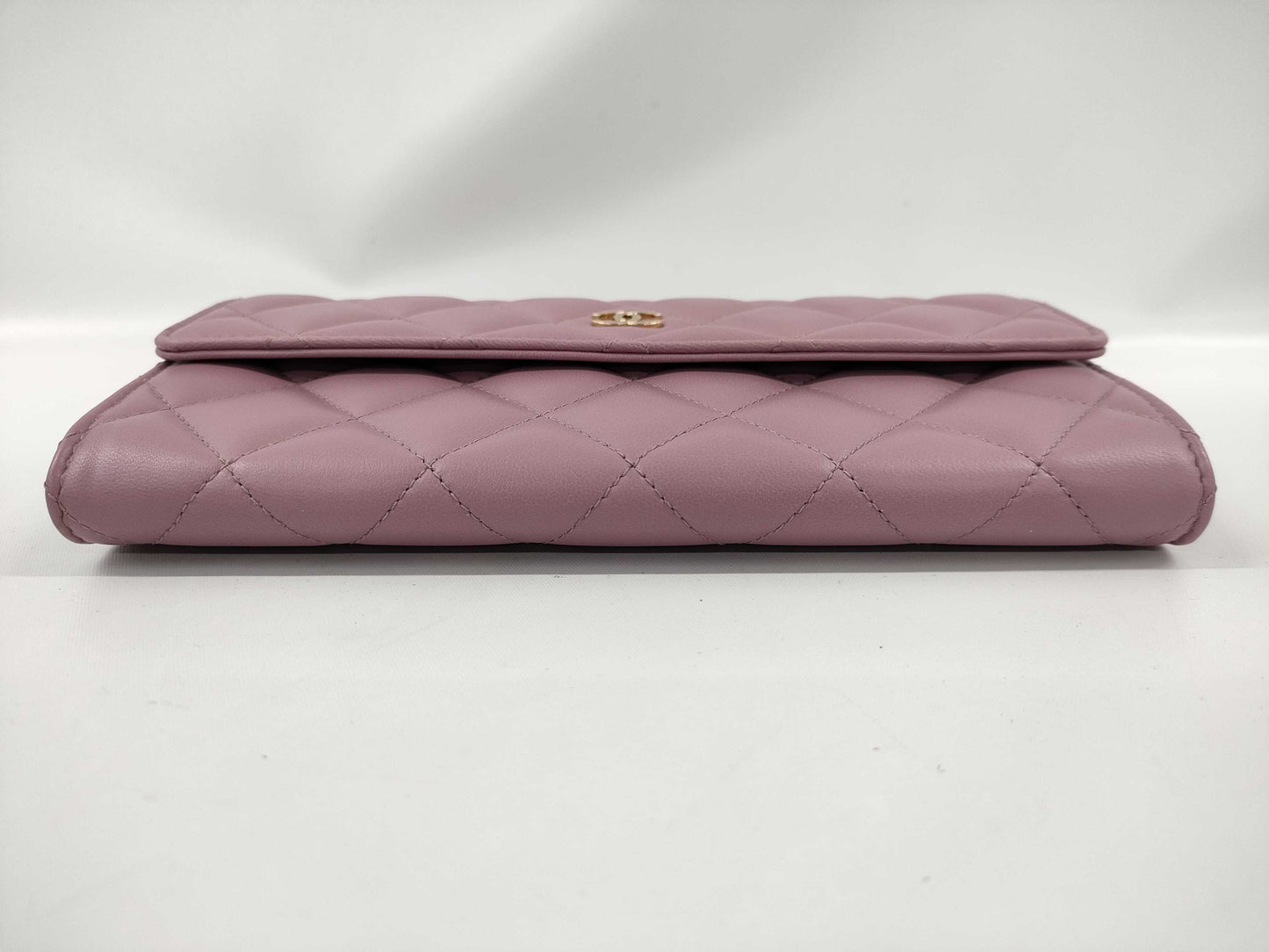 CHANEL Calfskin Long Wallet Purple Wallet