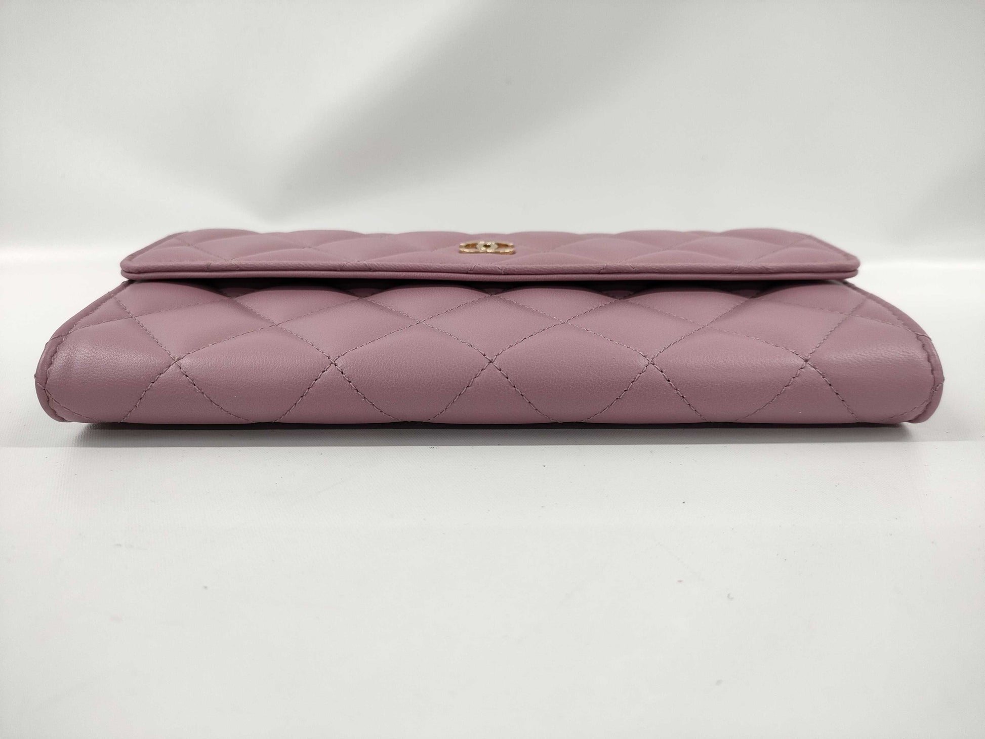 CHANEL Calfskin Long Wallet Purple Wallet