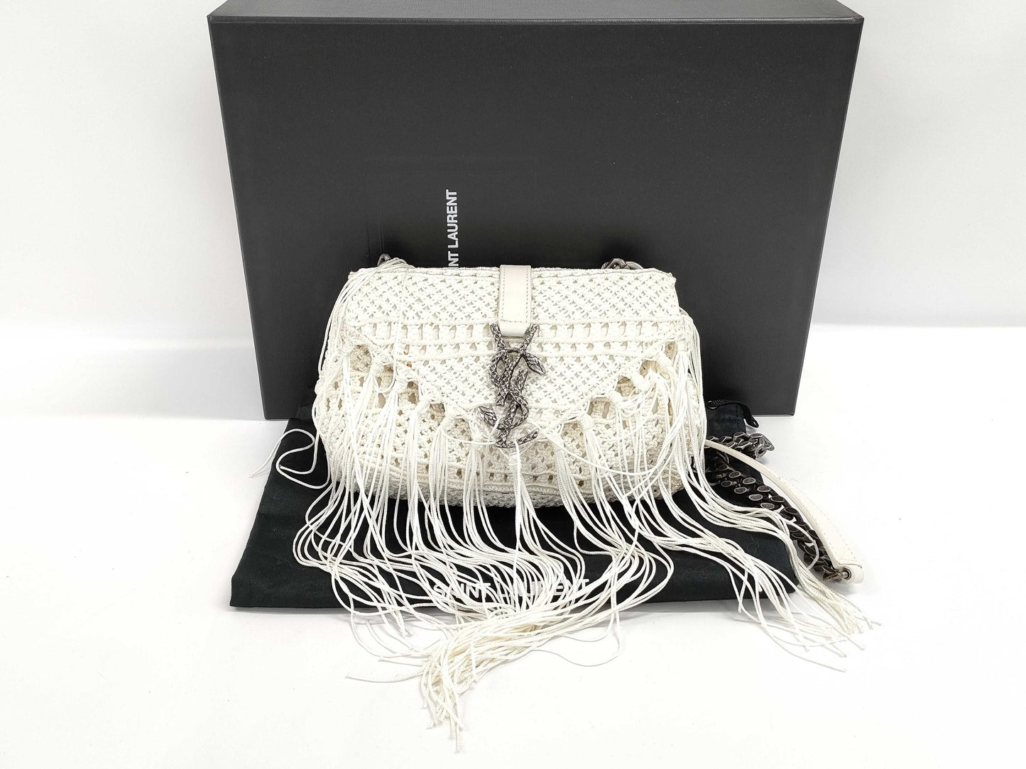Yves Saint Laurent Python hardware fringe shoulder bag