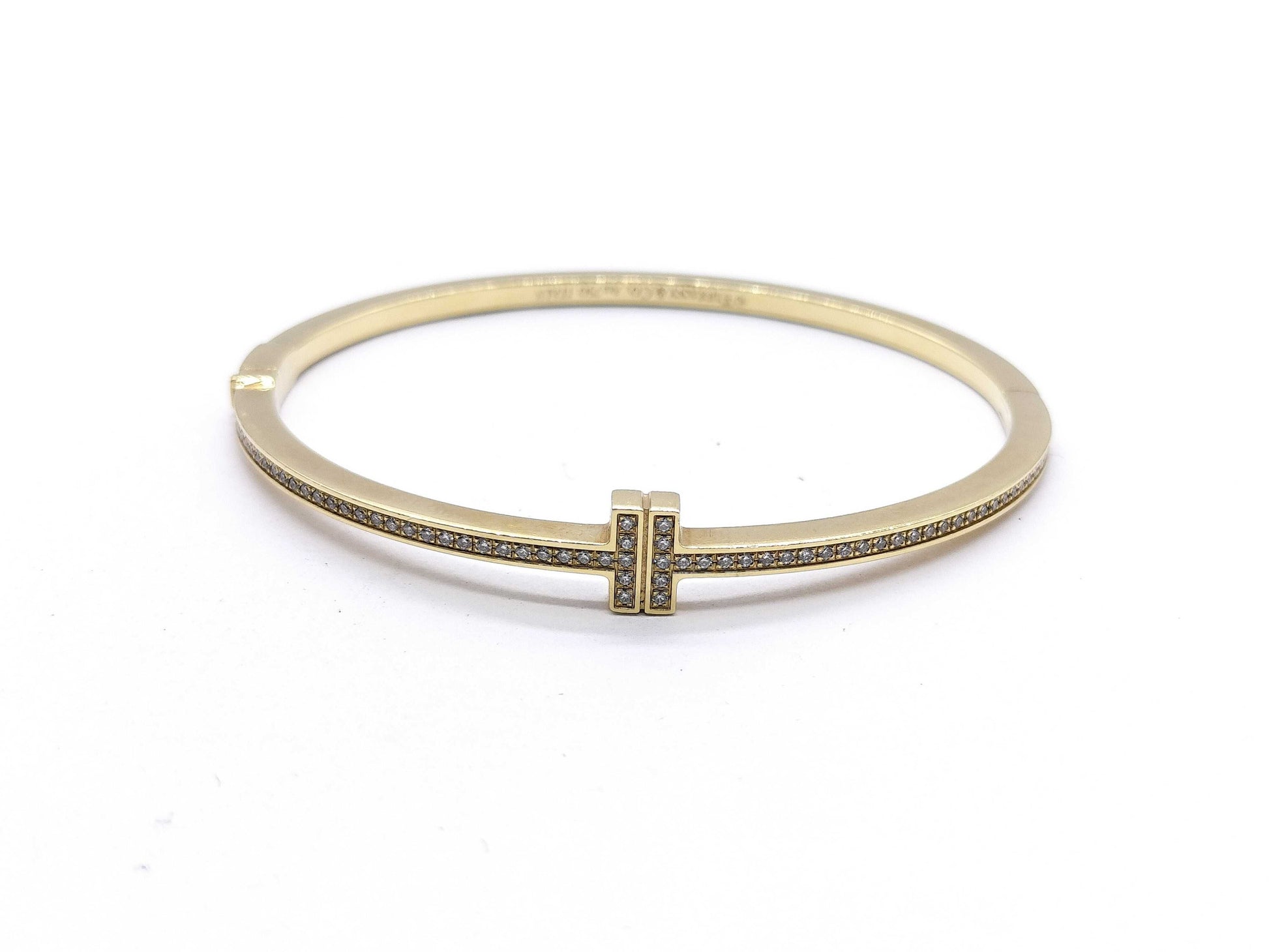 Tiffany&Co. T-toe Hinge Diamond YG Au750 15.7g Bracelet & Bangle