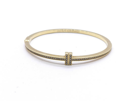 Tiffany&Co. T-toe Hinge Diamond YG Au750 15.7g Bracelet & Bangle