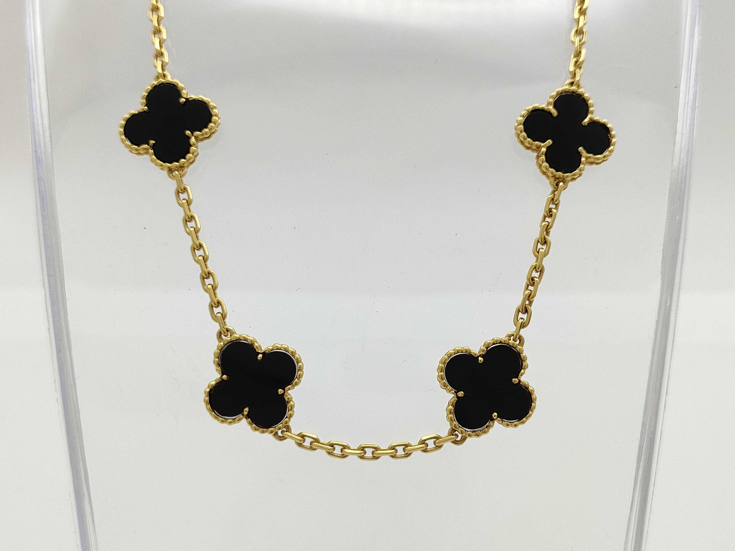 Van Cleef&Arpels Vintage Alhambra Onyx 10P YG AU750 22.7g Necklace