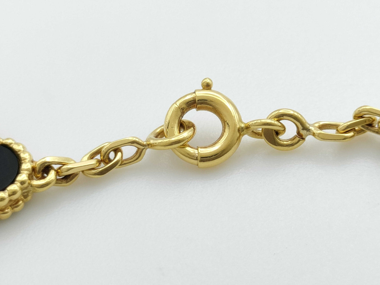 Van Cleef&Arpels Vintage Alhambra Onyx 10P YG AU750 22.7g Necklace