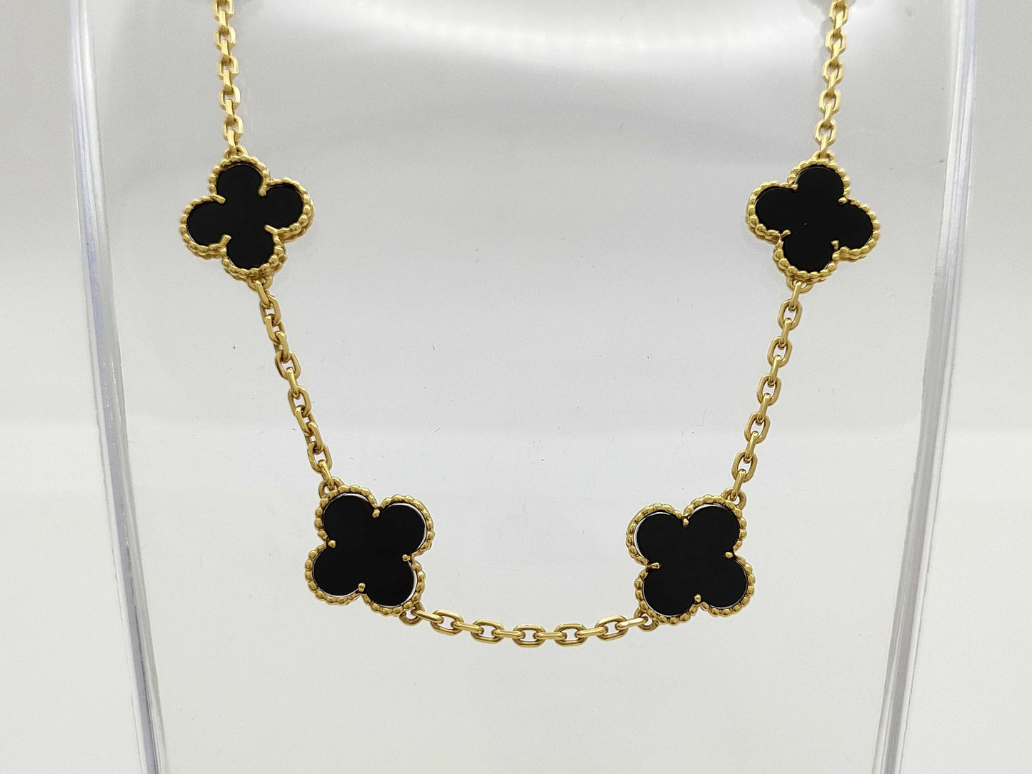 Van Cleef&Arpels Vintage Alhambra Onyx 10P YG AU750 22.7g Necklace