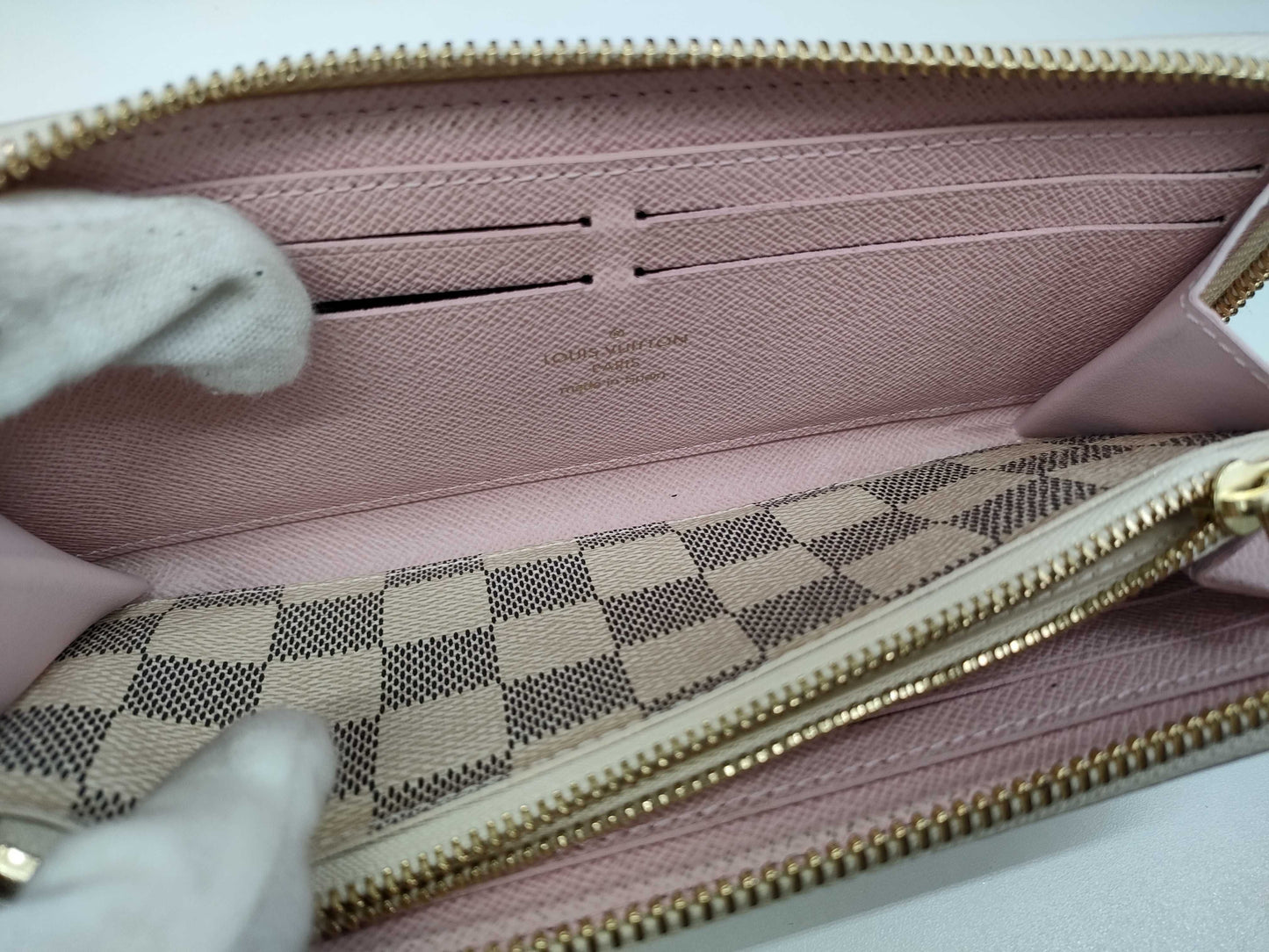 LOUIS VUITTON Damier Azur Portefeuille Clemence Rose Ballerine Wallet