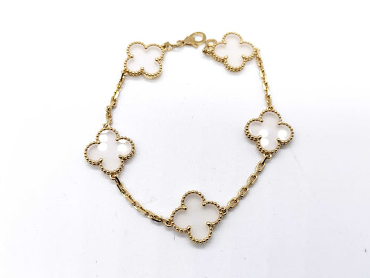 Van Cleef&Arpels Vintage Alhambra 5P Crystal YG Au750 11.7g Bracelet Bangle