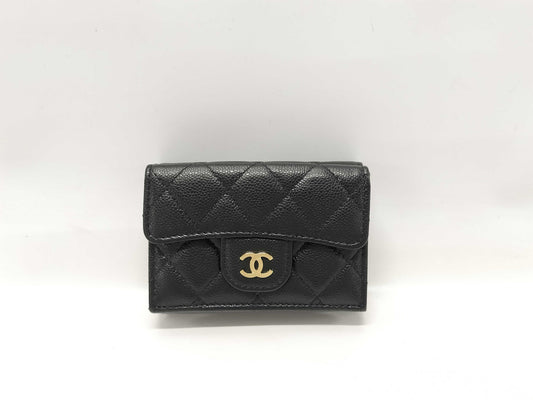CHANEL Caviar Skin Compact Tri-Fold Wallet, Unused, Stored, with Seal