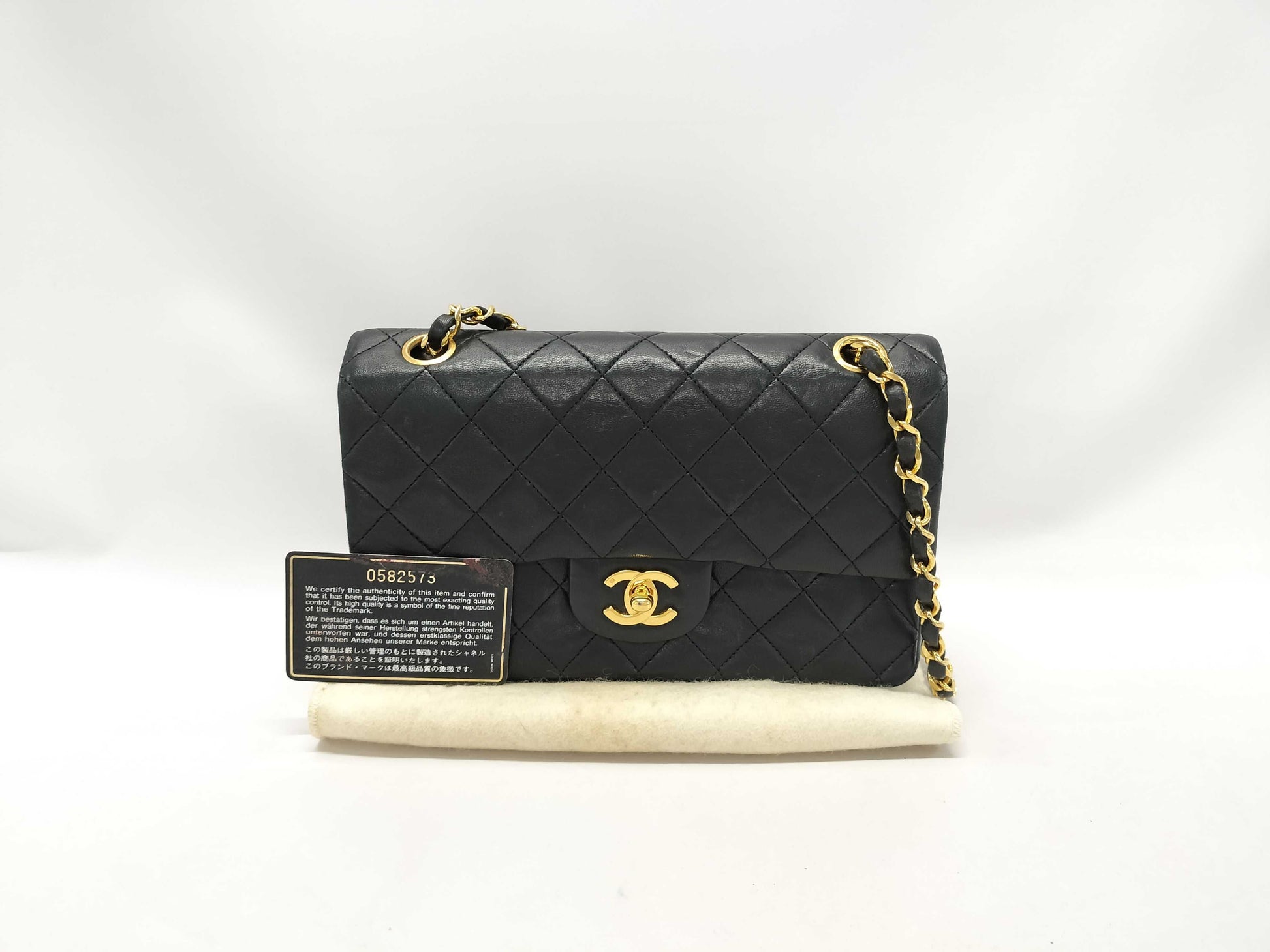 CHANEL Lambskin Double Flap Shoulder Bag