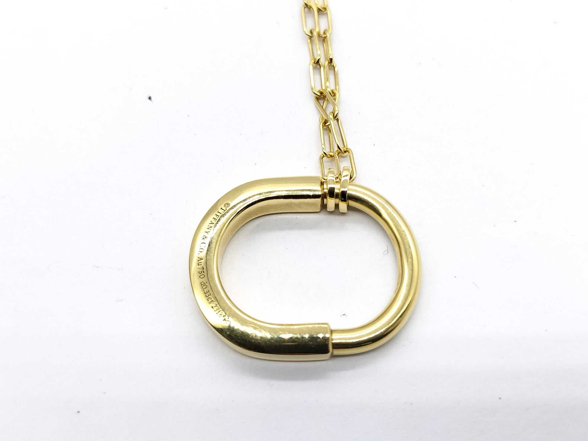 Tiffany&Co. Lock d0.33ct YG Au750 13.5g Necklace