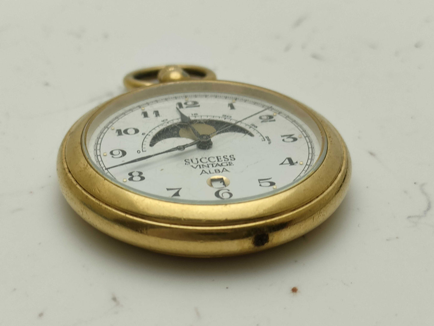SEIKO Alba V338-0010 Success Moon Phase Pocket Watch