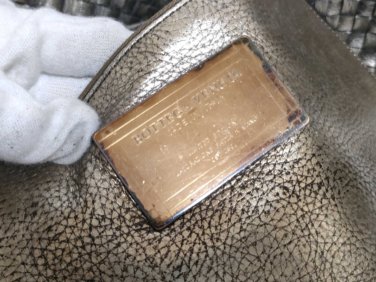 (10460_0286) BOTTEGA VENETA Intrecciato CavaMM Gold Handbag