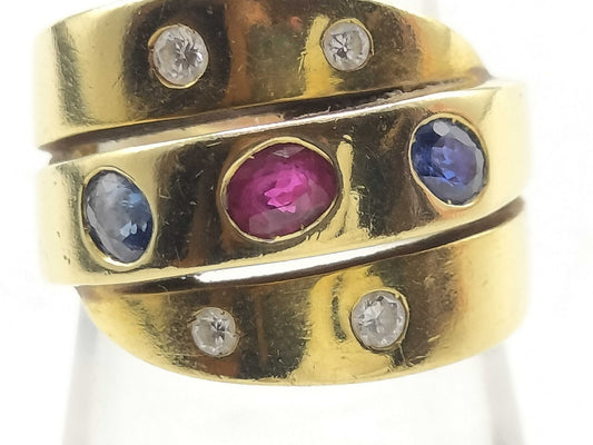 Van Cleef&Arpels Ruby Sapphire Diamond YG 18K 8.8g Ring