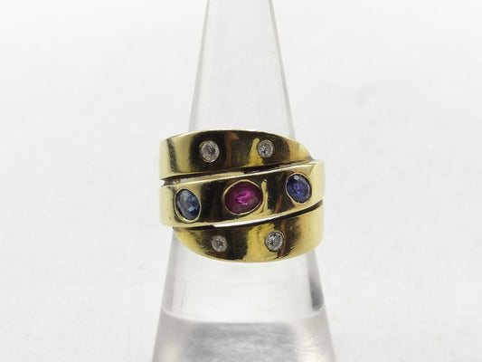 Van Cleef&Arpels Ruby Sapphire Diamond YG 18K 8.8g Ring