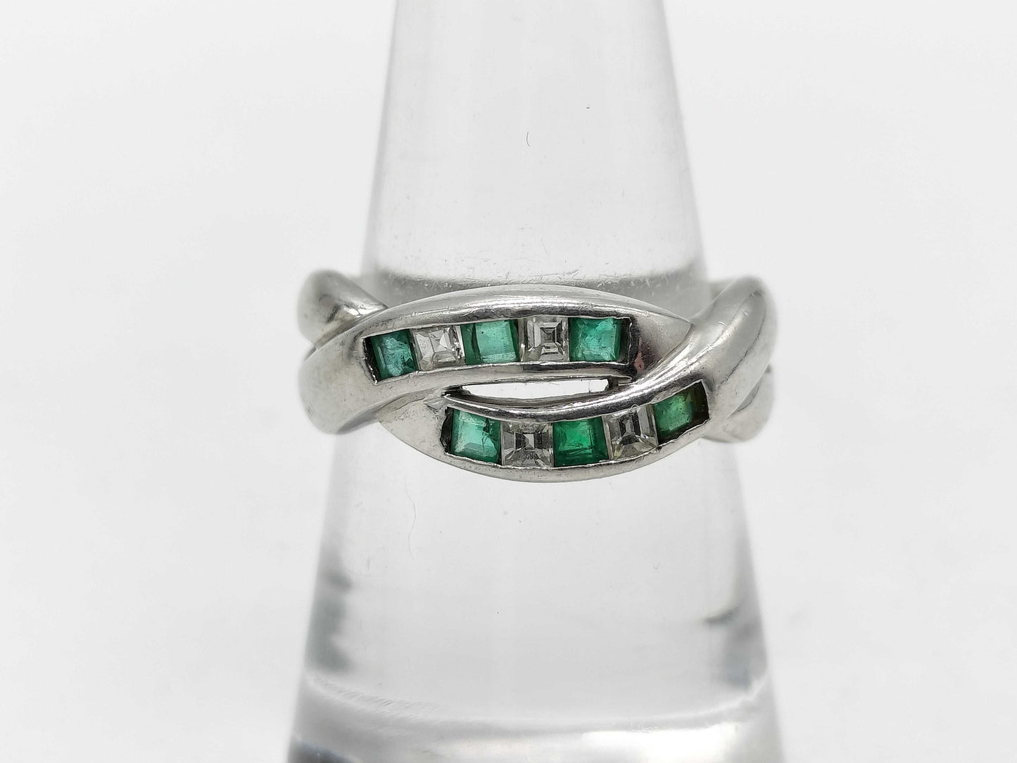 E0.30ct D0.25ct Pt900 7.4g Ring