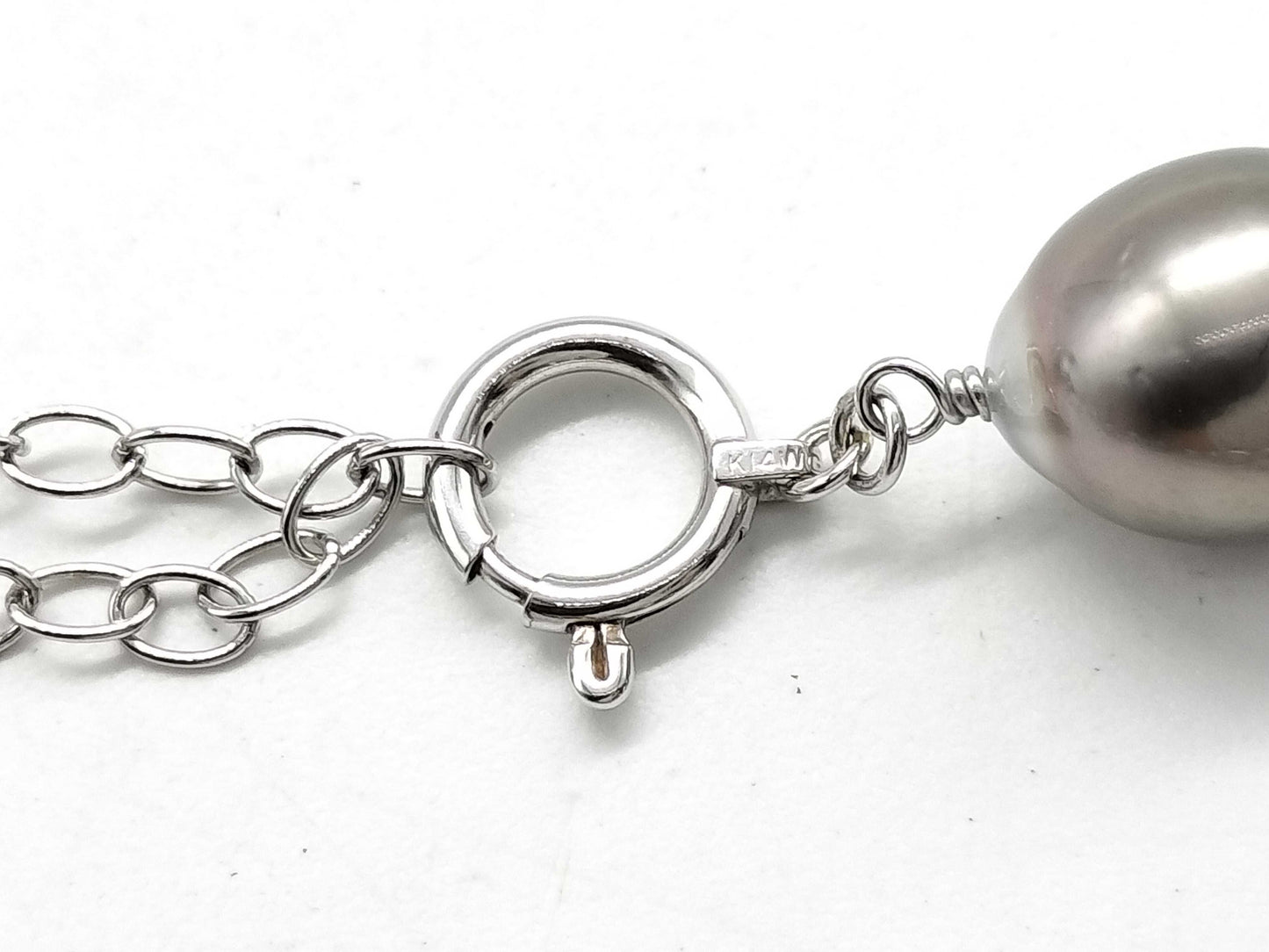 Black South Sea Pearl Necklace, Diameter: Approx. 7.8mm-10.4mm, 14K White Gold, 34.8g