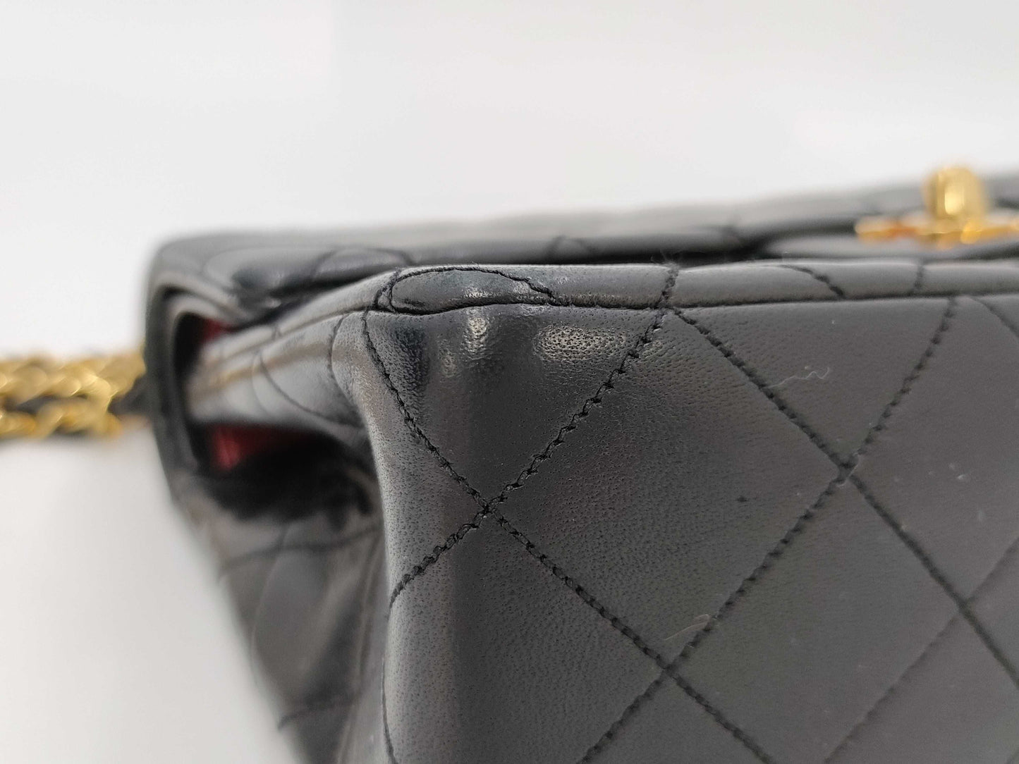 CHANEL Lambskin Matelasse Double Flap Double Chain Shoulder Bag