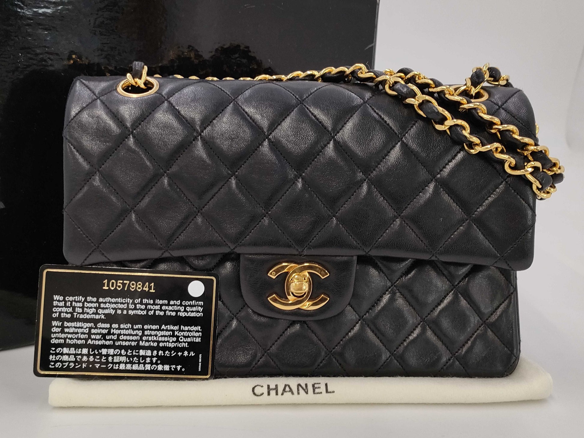 CHANEL Lambskin Matelasse Double Flap Double Chain Shoulder Bag
