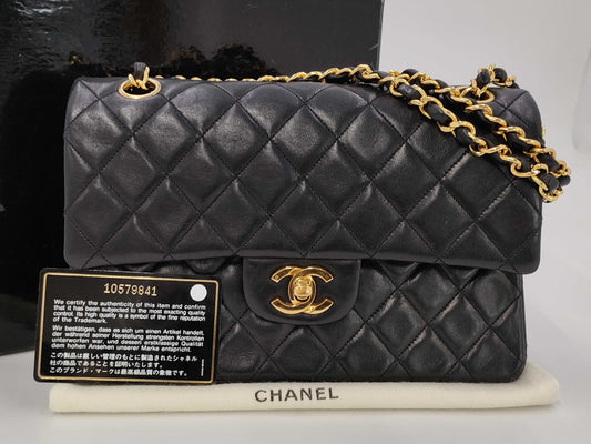 CHANEL Lambskin Matelasse Double Flap Double Chain Shoulder Bag