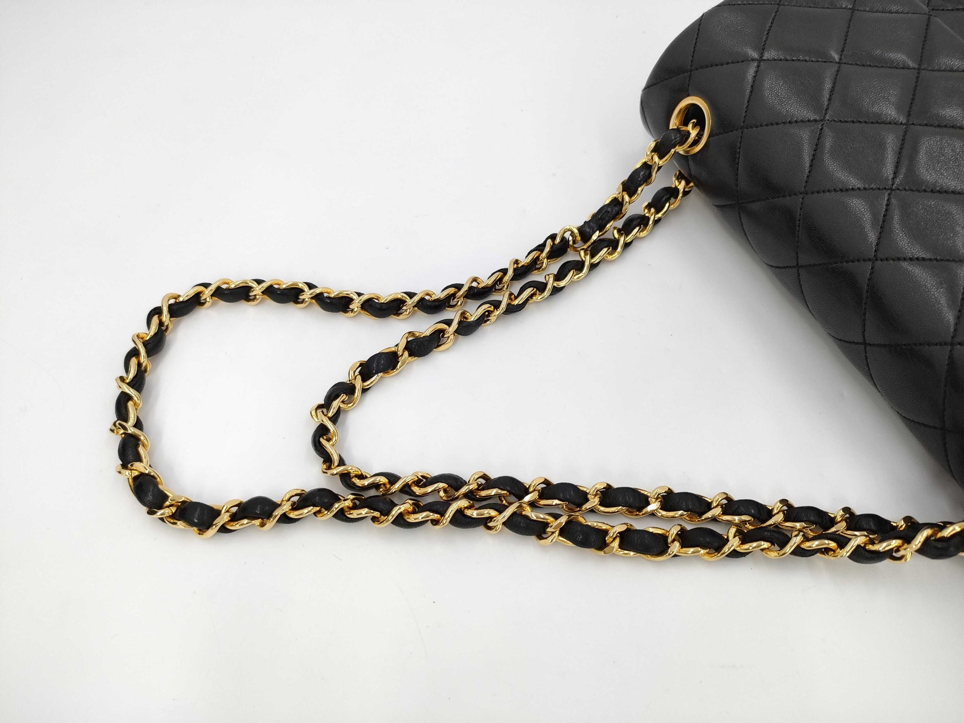 CHANEL Lambskin Matelasse Double Flap Double Chain Shoulder Bag