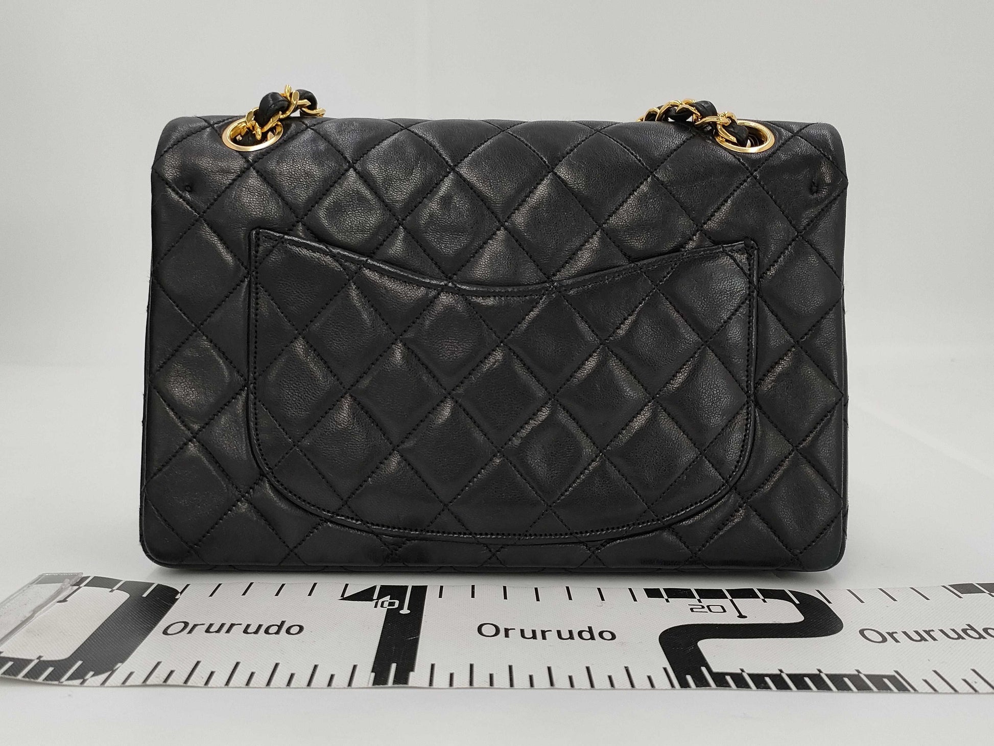 CHANEL Lambskin Matelasse Double Flap Double Chain Shoulder Bag