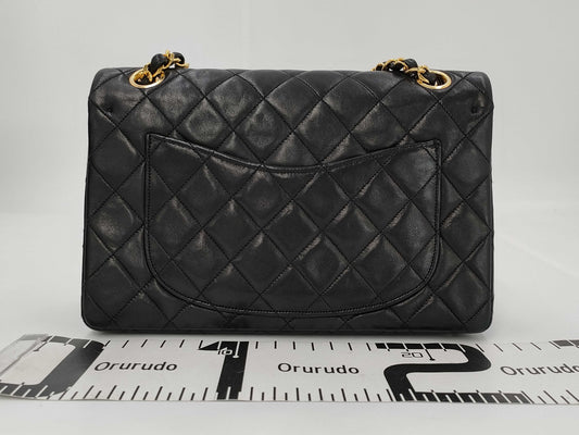 CHANEL Lambskin Matelasse Double Flap Double Chain Shoulder Bag