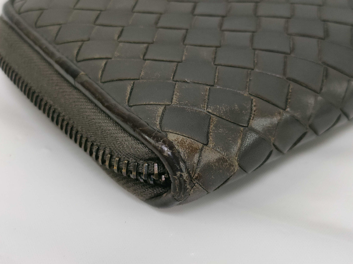 BOTTEGA VENETA Long Wallet, Round Zip, Khaki