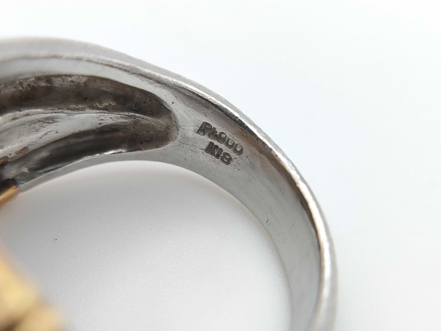 D0.31ct/0.16ct Pt900/K18 15.5g Ring