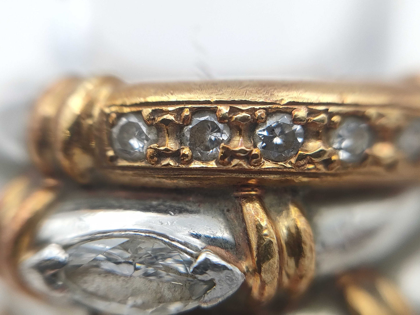 D0.31ct/0.16ct Pt900/K18 15.5g Ring