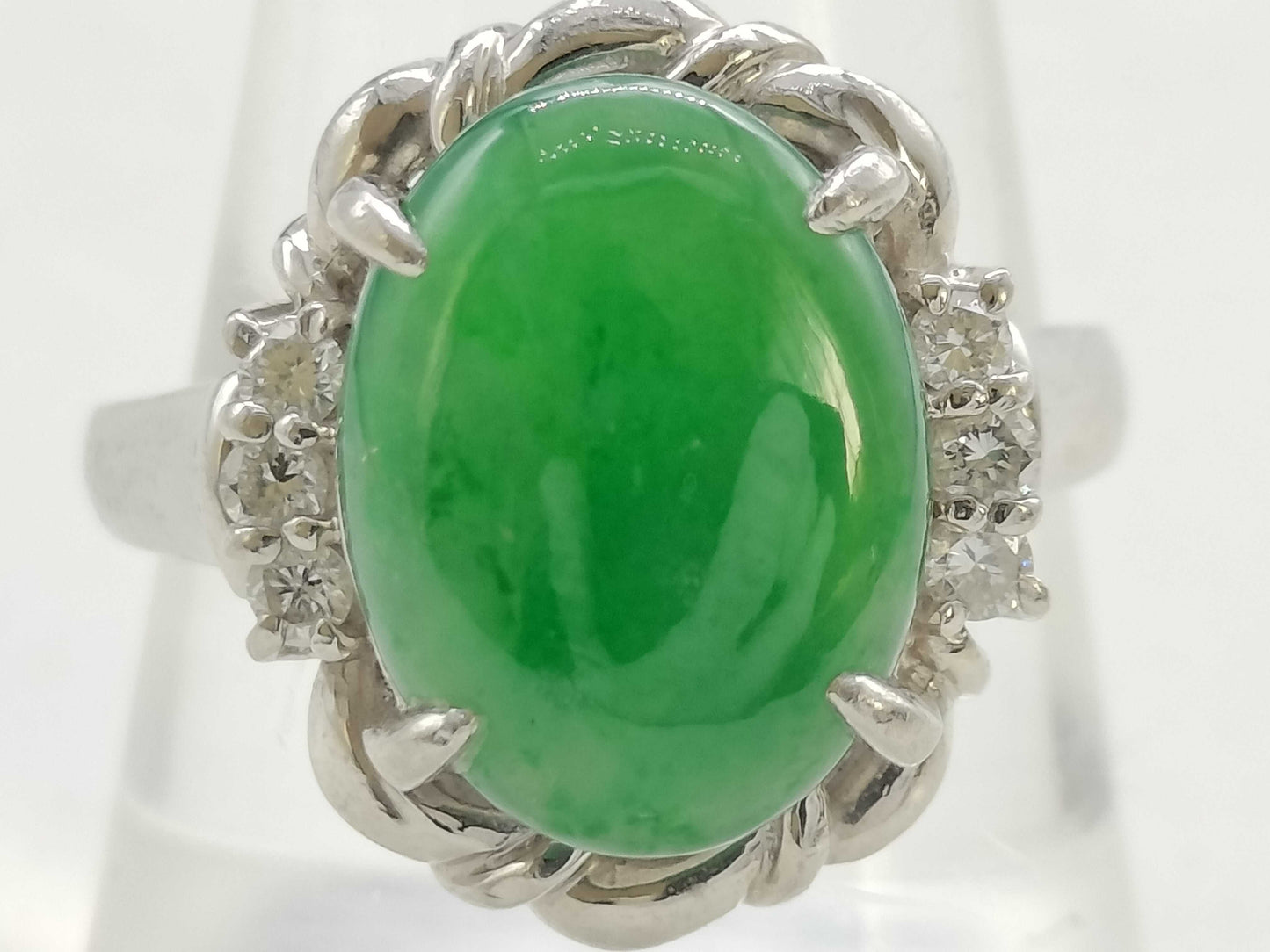 Jade 4.64ct D0.18ct Pt900 10.3g Ring