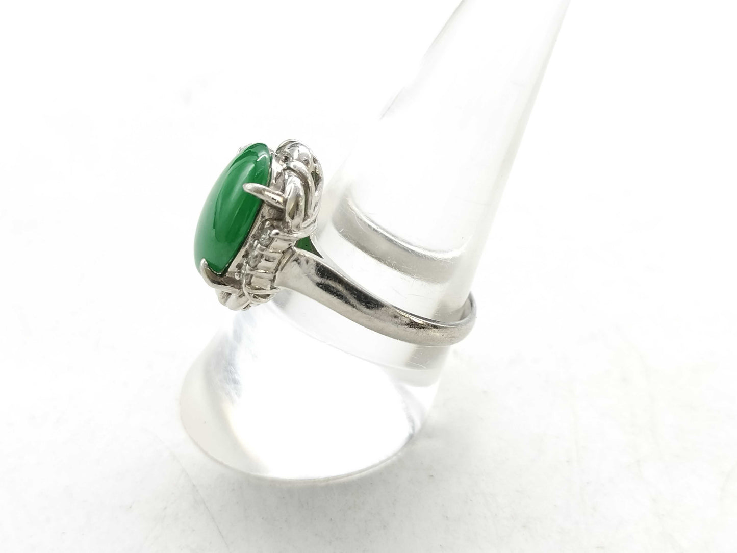 Jade 4.64ct D0.18ct Pt900 10.3g Ring