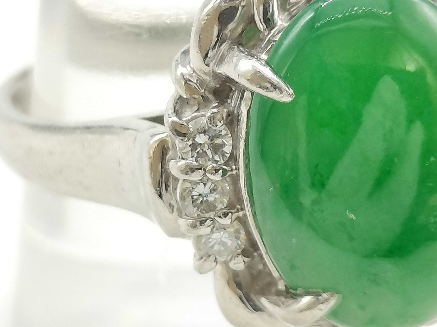 Jade 4.64ct D0.18ct Pt900 10.3g Ring