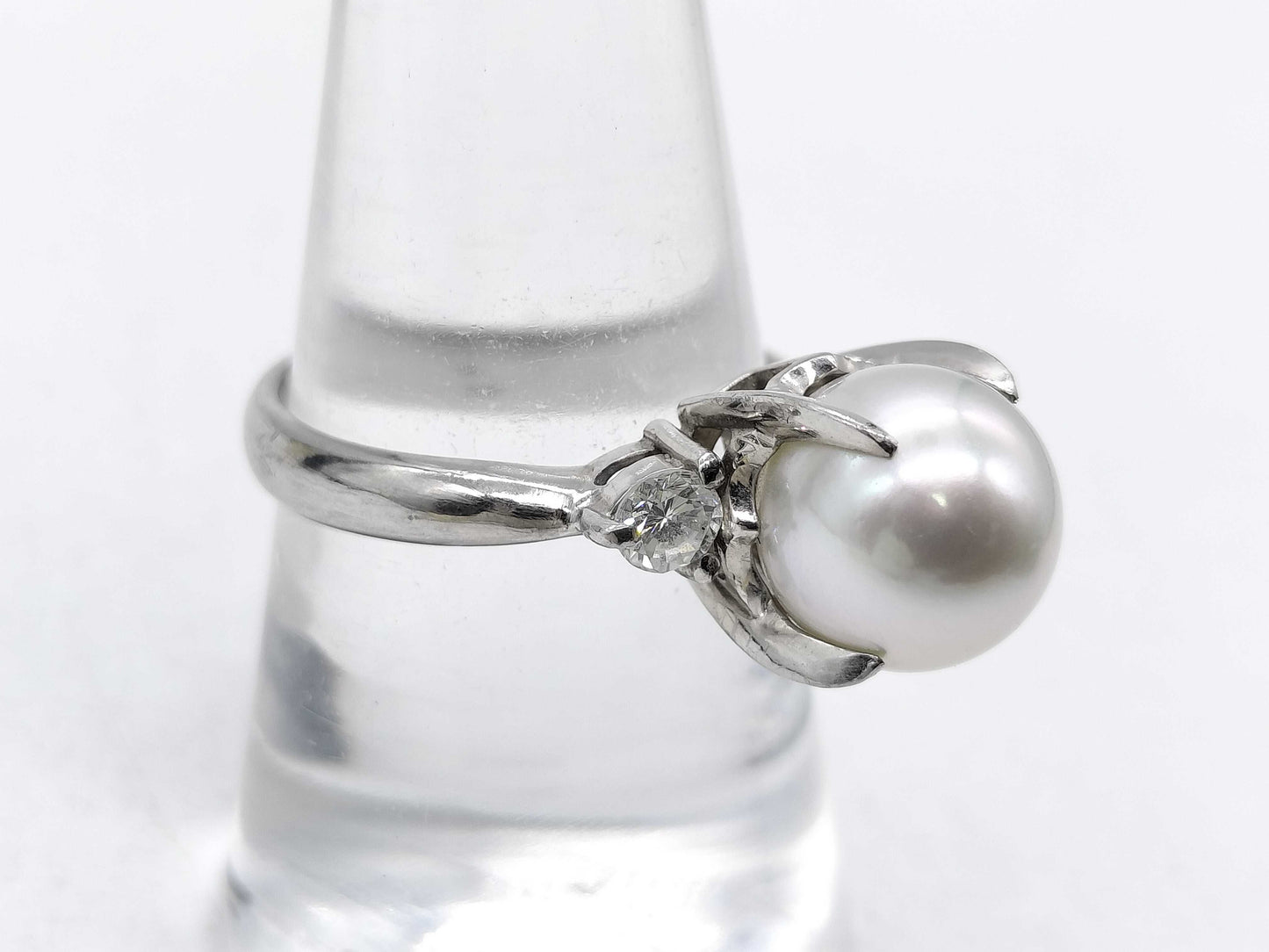 Pearl diameter: approx. 9.4mm, D0.33ct, PT900, 6.3g, Ring
