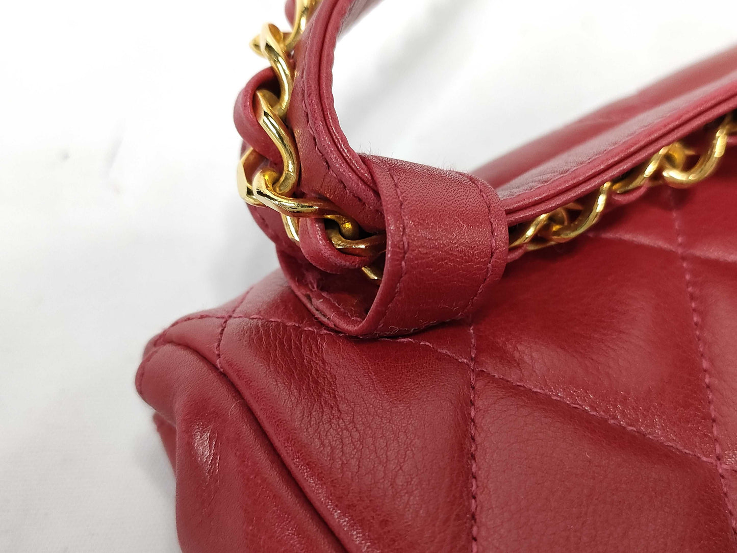 CHANEL Lambskin Matelasse Waist Pouch Red Shoulder Bag
