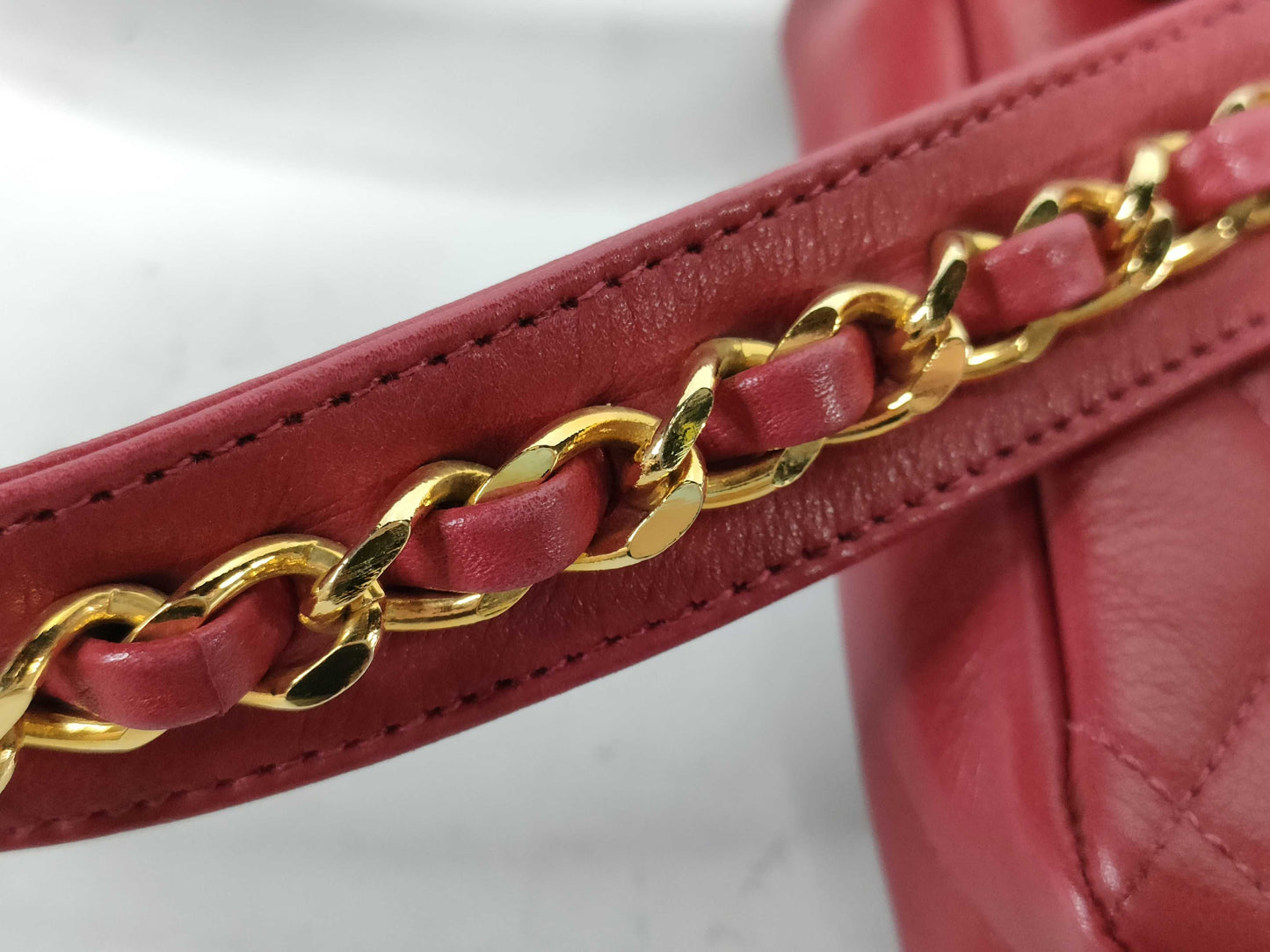 CHANEL Lambskin Matelasse Waist Pouch Red Shoulder Bag