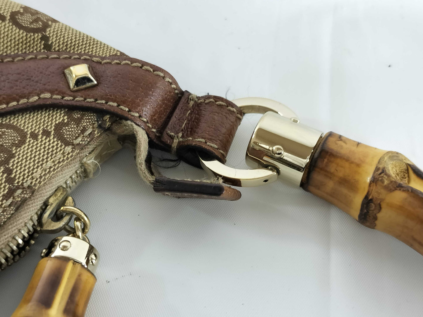 GUCCI Bamboo Canvas Handbag