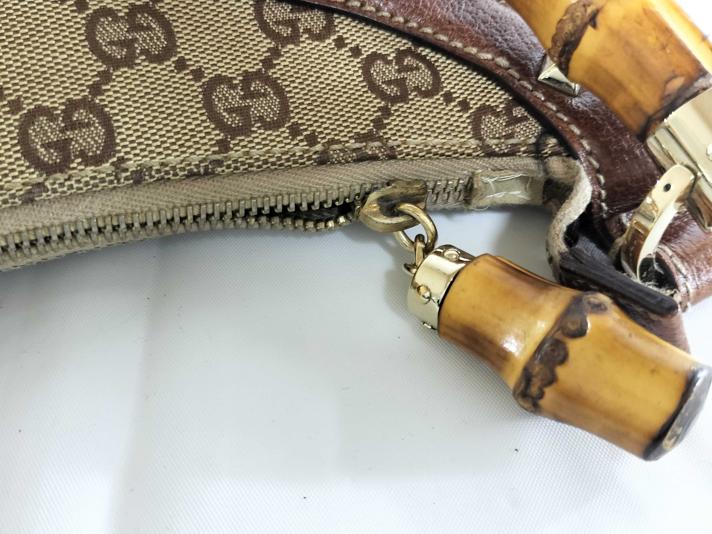 GUCCI Bamboo Canvas Handbag