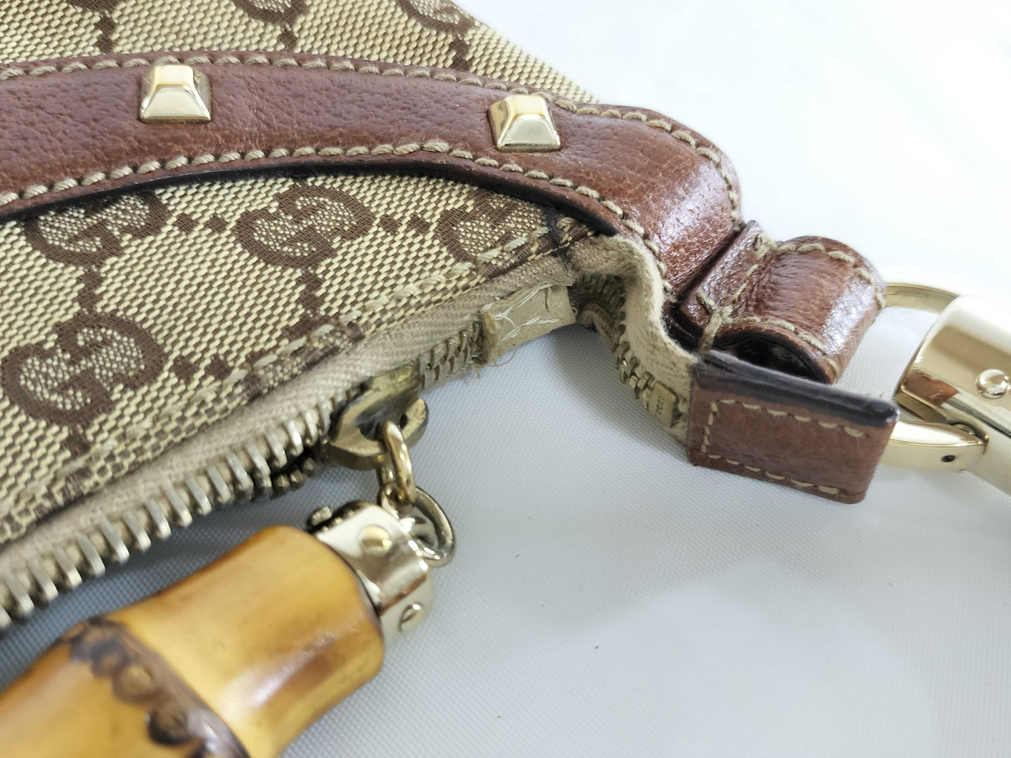 GUCCI Bamboo Canvas Handbag