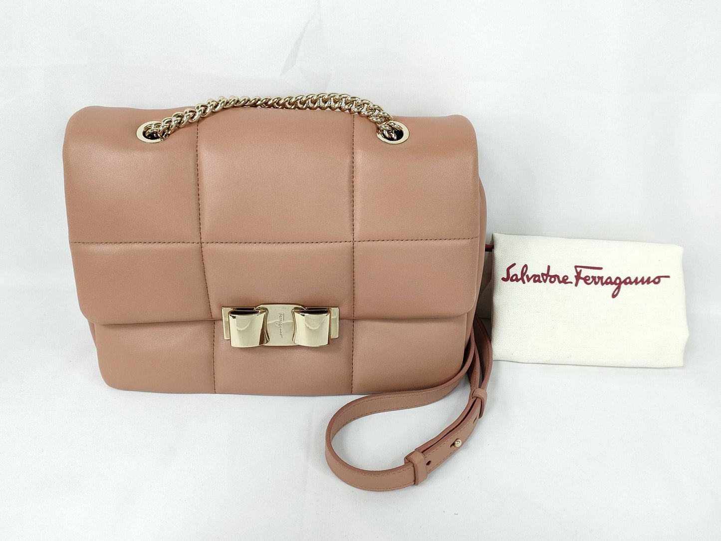 Salvatore Ferragamo Vara Chain Shoulder Bag AB-21H342