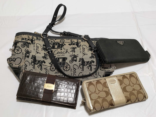 COACH F14443/Wallet Coach/Ferragamo/Prada 4-Piece Set Tote Bag