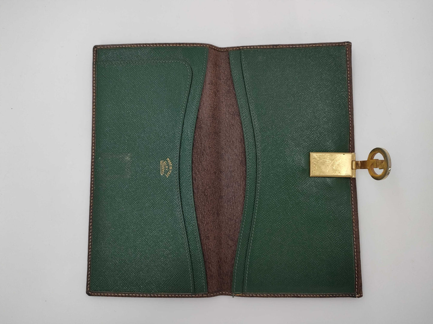 (10463_0057) GUCCI Old Leather Long Wallet Brown Wallet