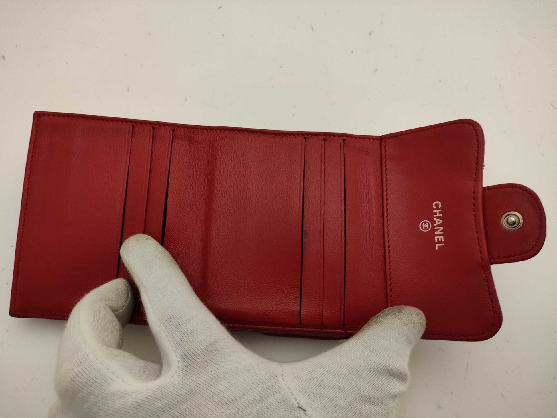 CHANEL Lambskin Matelasse Double Hook Wallet