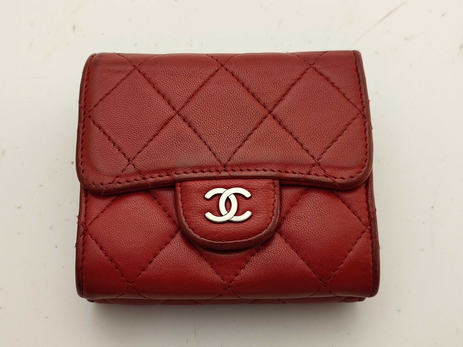 CHANEL Lambskin Matelasse Double Hook Wallet