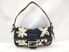 FENDI Mamma Baguette Embroidered Denim Handbag
