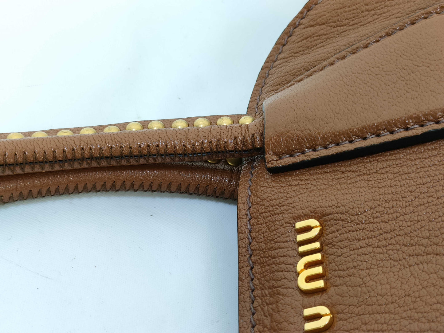 Miu Miu handbag, leather, brown, out of shape