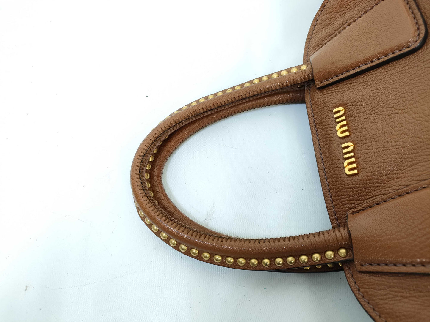 Miu Miu handbag, leather, brown, out of shape