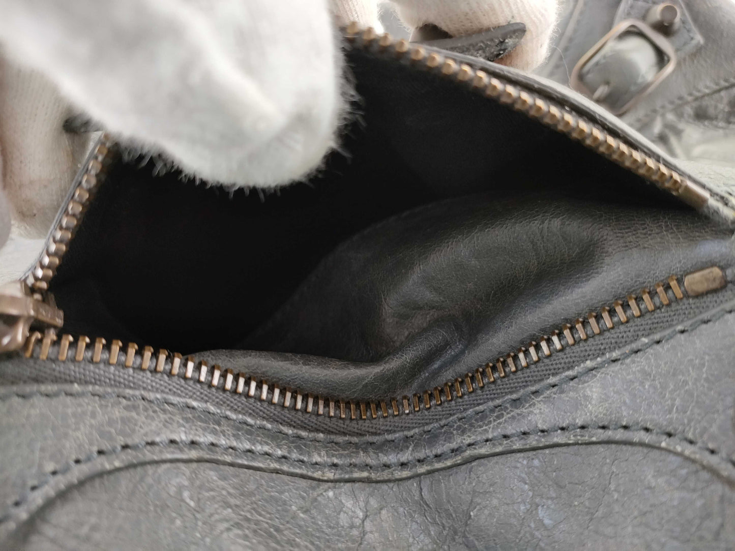 (10460_0217) BALENCIAGA The Sunday Leather Grey 228750 Tote Bag