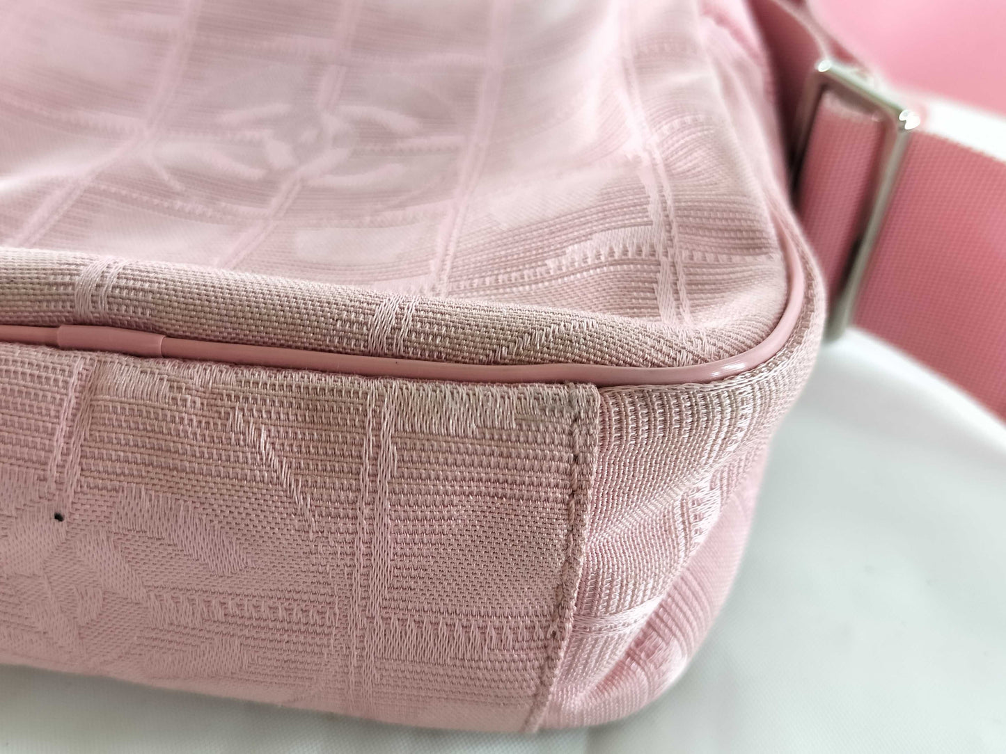 CHANEL New Travel Line Leather x Nylon Shoulder Bag